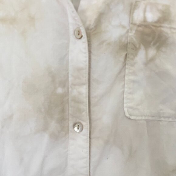 Anthropologie Cloth & Stone Tie-Dye Button Down Shirt – Cream & Brown, Size M - Picture 7 of 8